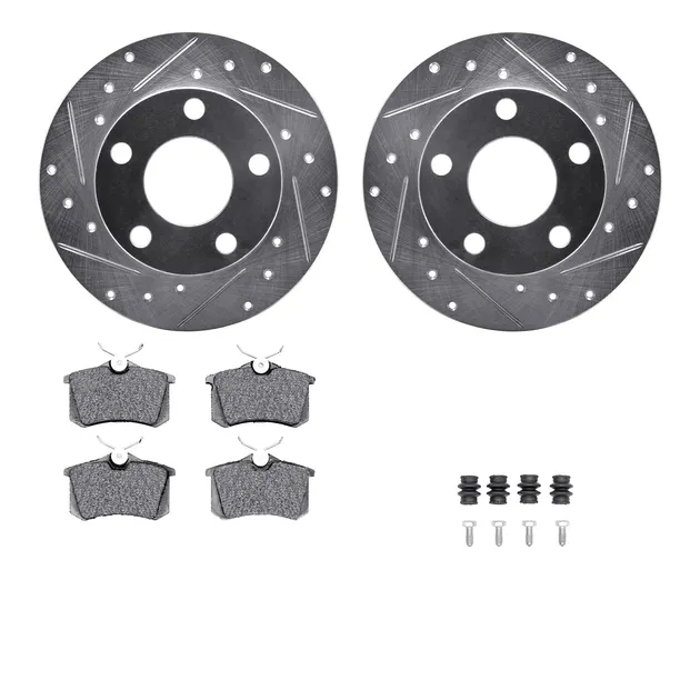 R1 Concepts WGSH1-73018 eLINE Rotor - Drilled & Slotted - Silver W/ Performance Pads
